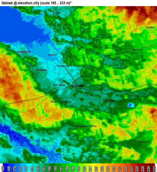 Zoom OUT 2x Ozimek, Poland elevation map