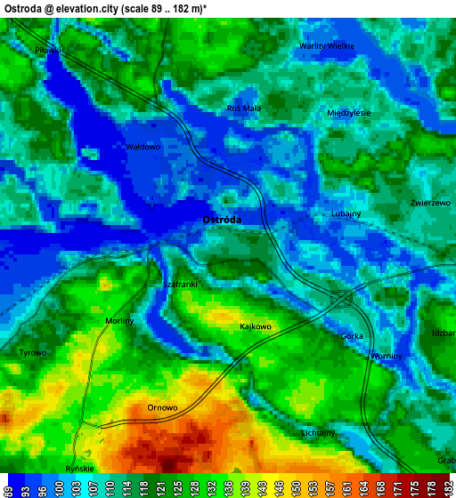 Zoom OUT 2x Ostróda, Poland elevation map