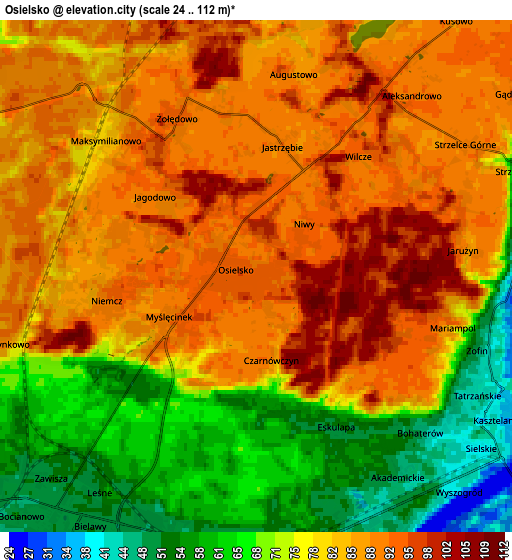 Zoom OUT 2x Osielsko, Poland elevation map