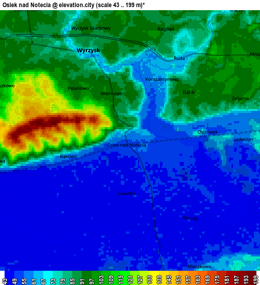 Zoom OUT 2x Osiek nad Notecią, Poland elevation map