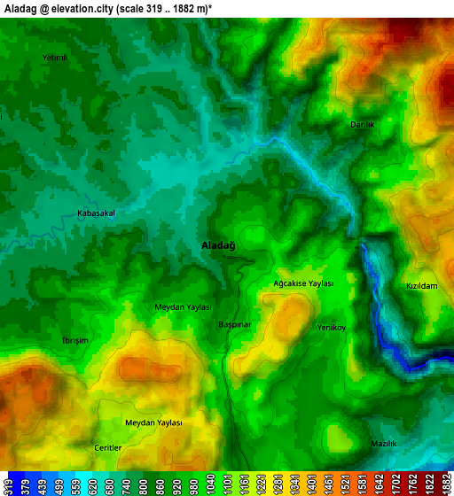 Zoom OUT 2x Aladağ, Turkey elevation map