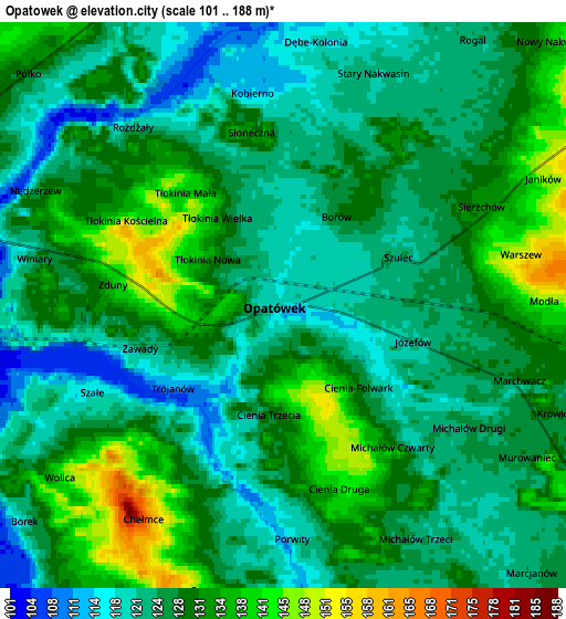 Zoom OUT 2x Opatówek, Poland elevation map