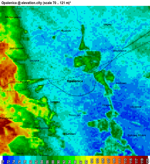 Zoom OUT 2x Opalenica, Poland elevation map