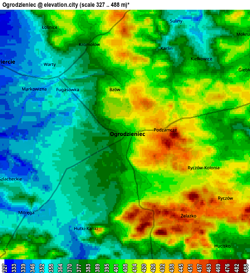 Zoom OUT 2x Ogrodzieniec, Poland elevation map