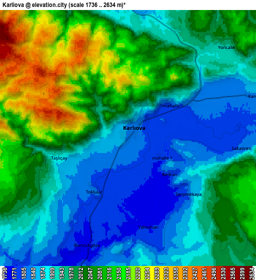 Zoom OUT 2x Karlıova, Turkey elevation map