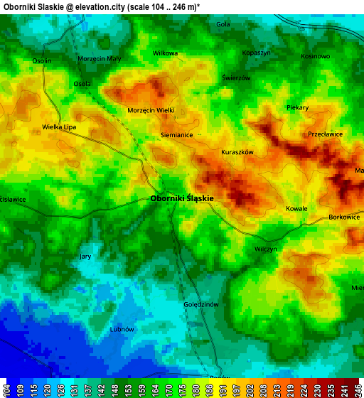 Zoom OUT 2x Oborniki Śląskie, Poland elevation map