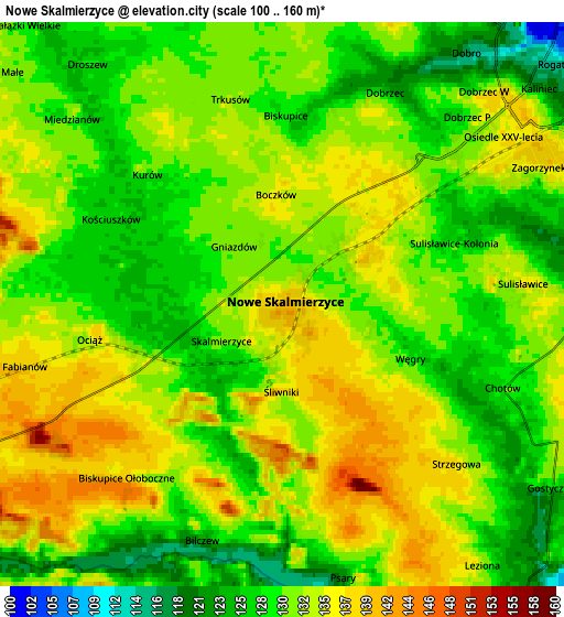 Zoom OUT 2x Nowe Skalmierzyce, Poland elevation map