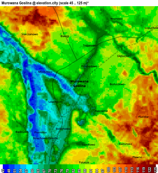 Zoom OUT 2x Murowana Goślina, Poland elevation map