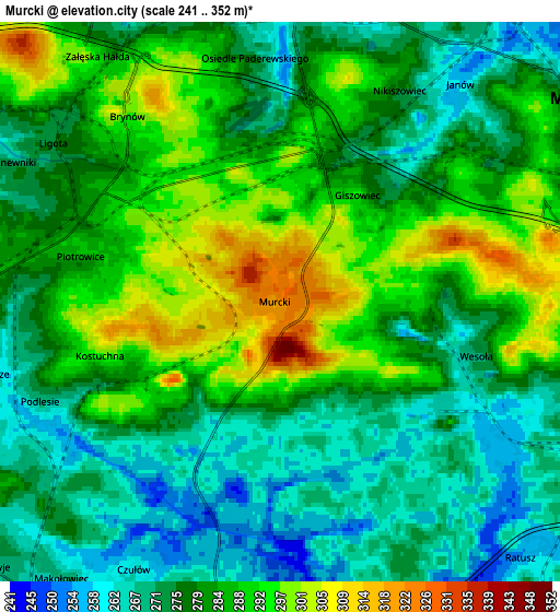 Zoom OUT 2x Murcki, Poland elevation map