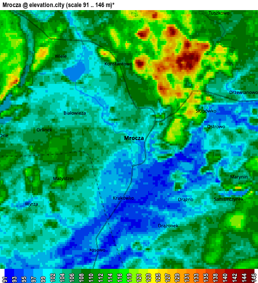 Zoom OUT 2x Mrocza, Poland elevation map