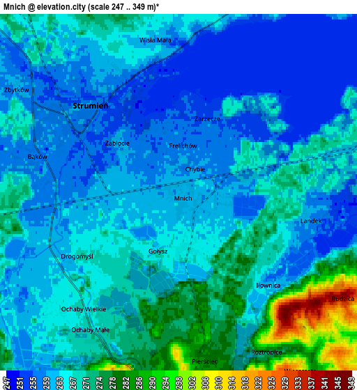 Zoom OUT 2x Mnich, Poland elevation map