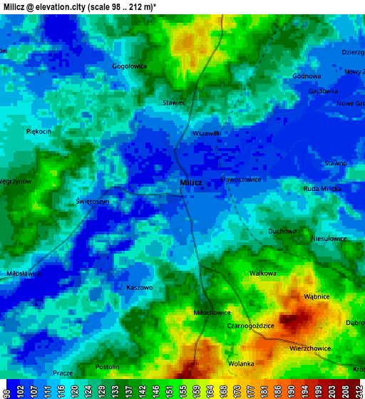 Zoom OUT 2x Milicz, Poland elevation map