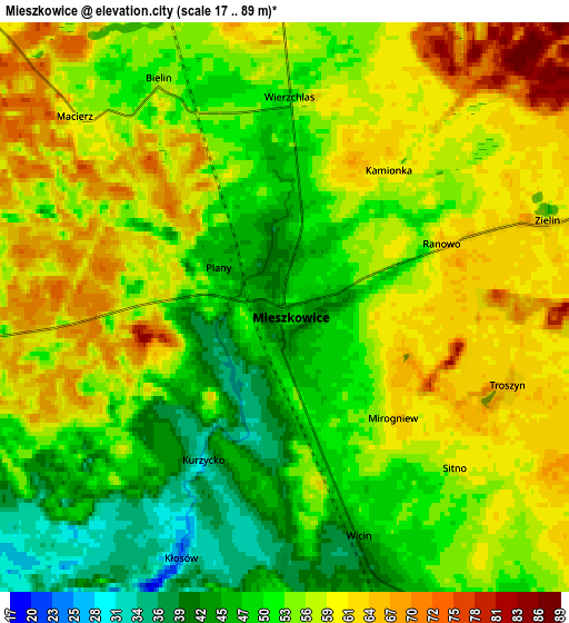 Zoom OUT 2x Mieszkowice, Poland elevation map