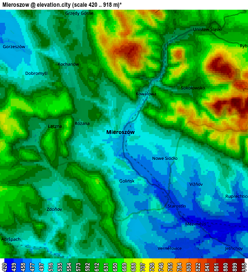 Zoom OUT 2x Mieroszów, Poland elevation map