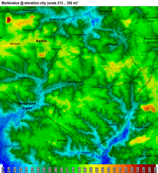 Zoom OUT 2x Markłowice, Poland elevation map