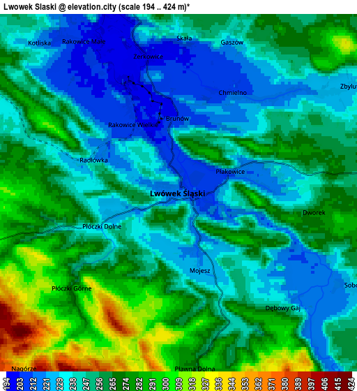 Zoom OUT 2x Lwówek Śląski, Poland elevation map