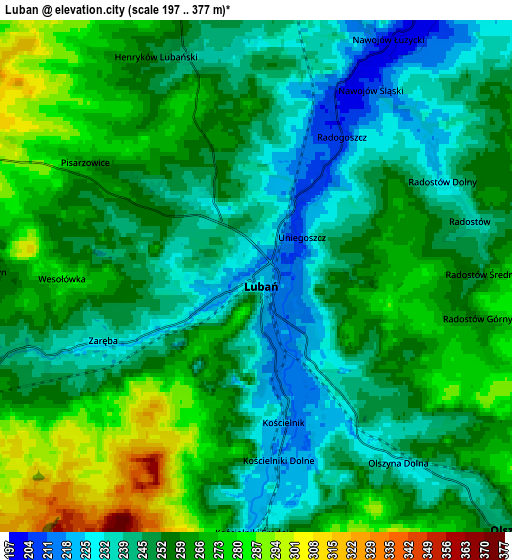 Zoom OUT 2x Lubań, Poland elevation map