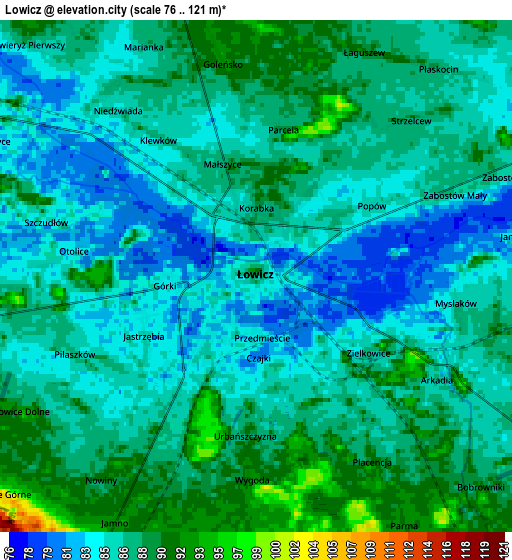 Zoom OUT 2x Łowicz, Poland elevation map