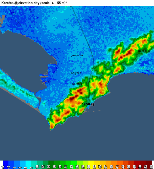 Zoom OUT 2x Karataş, Turkey elevation map