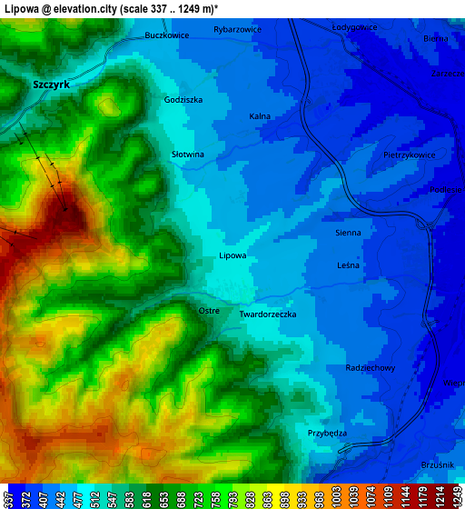 Zoom OUT 2x Lipowa, Poland elevation map