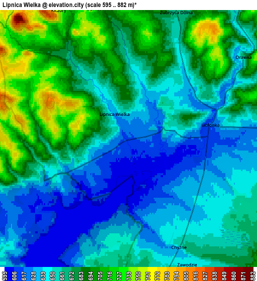 Zoom OUT 2x Lipnica Wielka, Poland elevation map