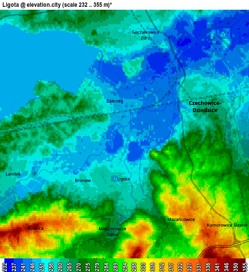 Zoom OUT 2x Ligota, Poland elevation map