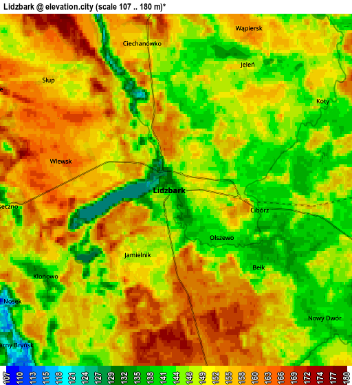 Zoom OUT 2x Lidzbark, Poland elevation map