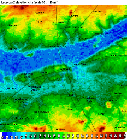 Zoom OUT 2x Łęczyca, Poland elevation map