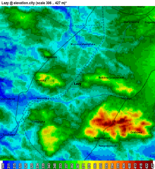 Zoom OUT 2x Łazy, Poland elevation map