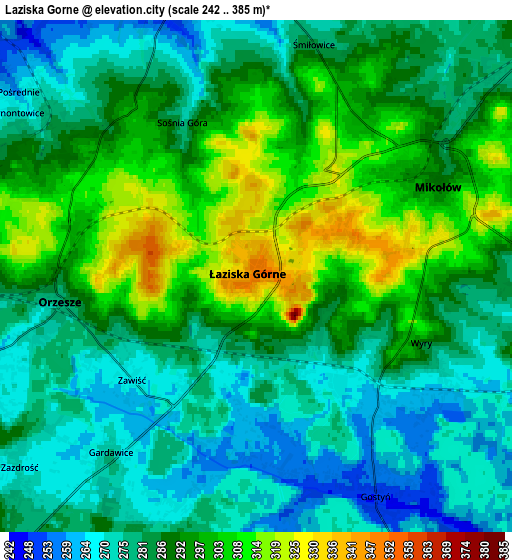 Zoom OUT 2x Łaziska Górne, Poland elevation map