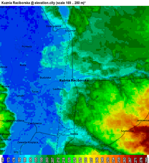 Zoom OUT 2x Kuźnia Raciborska, Poland elevation map