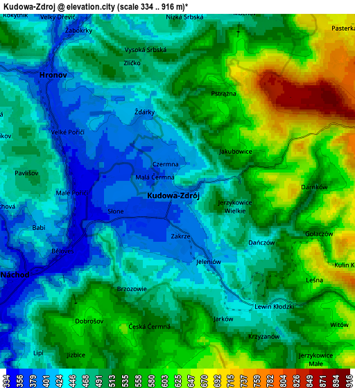 Zoom OUT 2x Kudowa-Zdrój, Poland elevation map