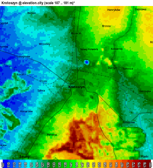 Zoom OUT 2x Krotoszyn, Poland elevation map