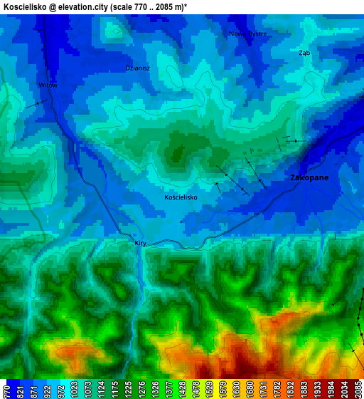 Zoom OUT 2x Kościelisko, Poland elevation map