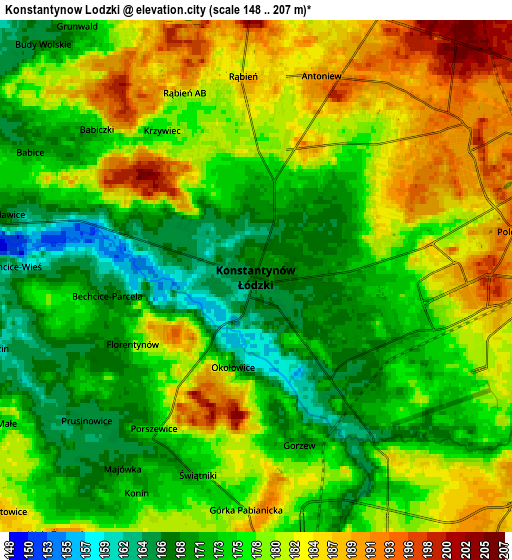 Zoom OUT 2x Konstantynów Łódzki, Poland elevation map