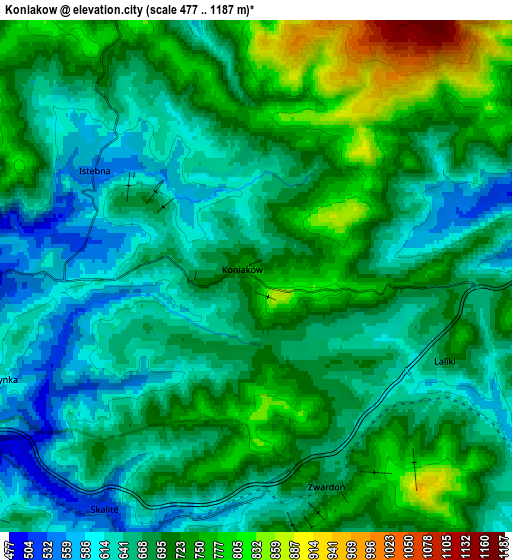 Zoom OUT 2x Koniaków, Poland elevation map