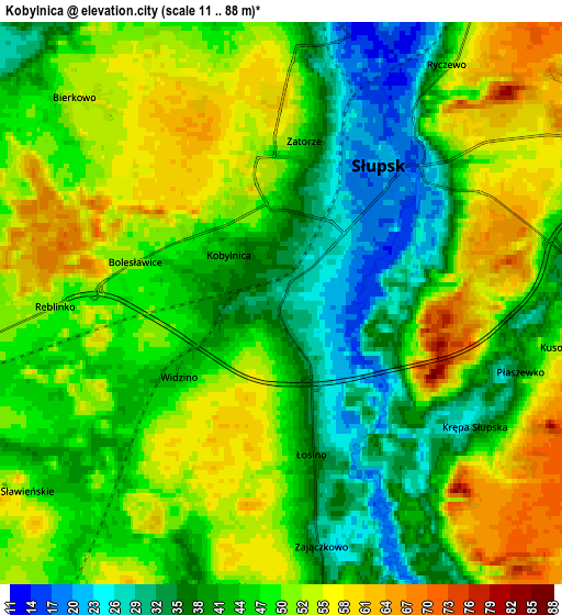 Zoom OUT 2x Kobylnica, Poland elevation map