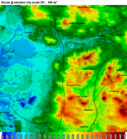 Zoom OUT 2x Klucze, Poland elevation map