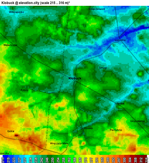 Zoom OUT 2x Kłobuck, Poland elevation map