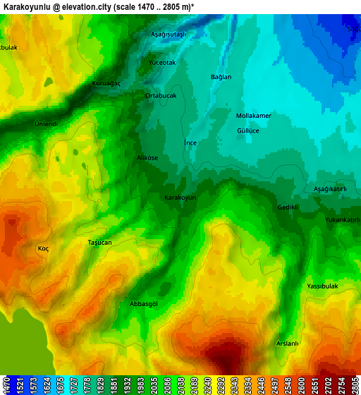 Zoom OUT 2x Karakoyunlu, Turkey elevation map