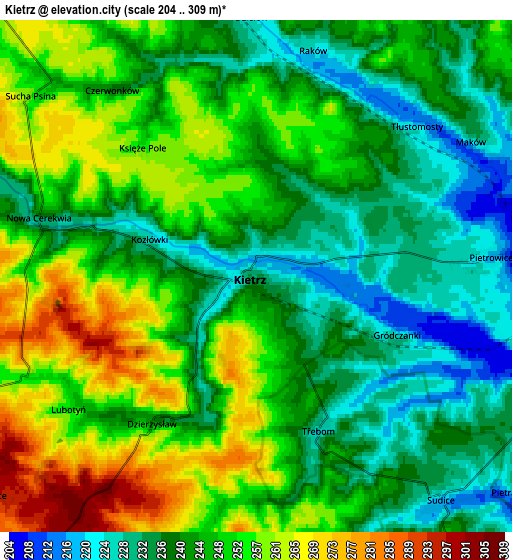 Zoom OUT 2x Kietrz, Poland elevation map