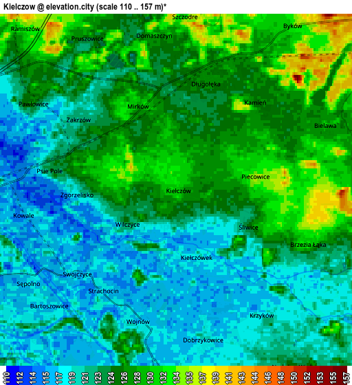 Zoom OUT 2x Kiełczów, Poland elevation map