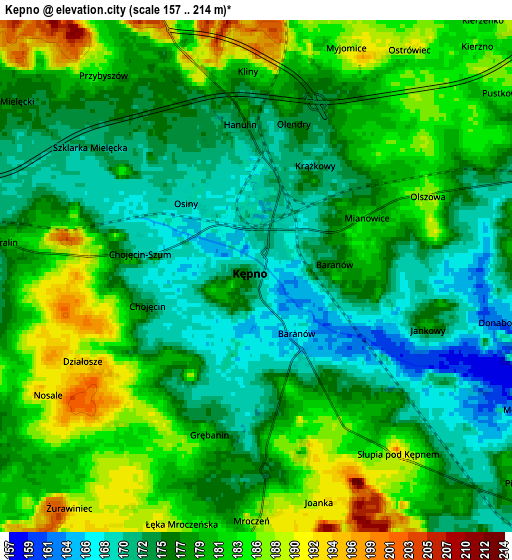 Zoom OUT 2x Kępno, Poland elevation map