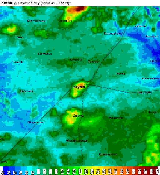 Zoom OUT 2x Kcynia, Poland elevation map