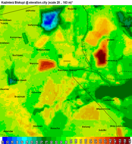 Zoom OUT 2x Kazimierz Biskupi, Poland elevation map