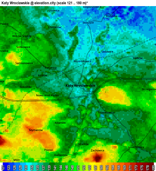 Zoom OUT 2x Kąty Wrocławskie, Poland elevation map