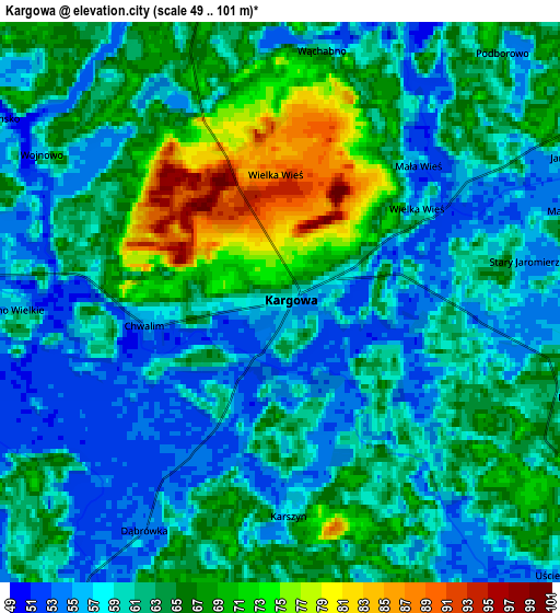 Zoom OUT 2x Kargowa, Poland elevation map