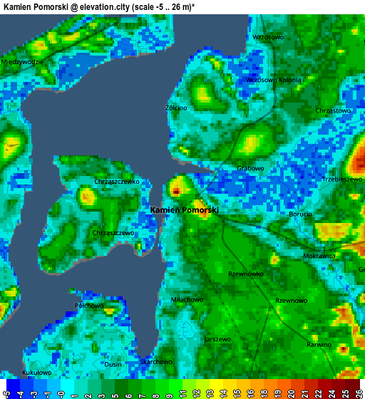 Zoom OUT 2x Kamień Pomorski, Poland elevation map