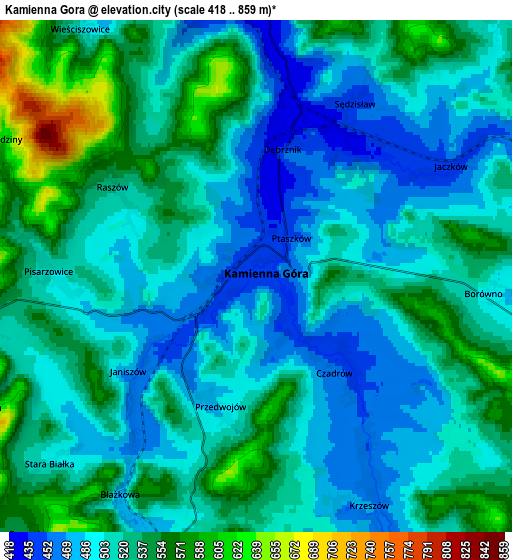 Zoom OUT 2x Kamienna Góra, Poland elevation map