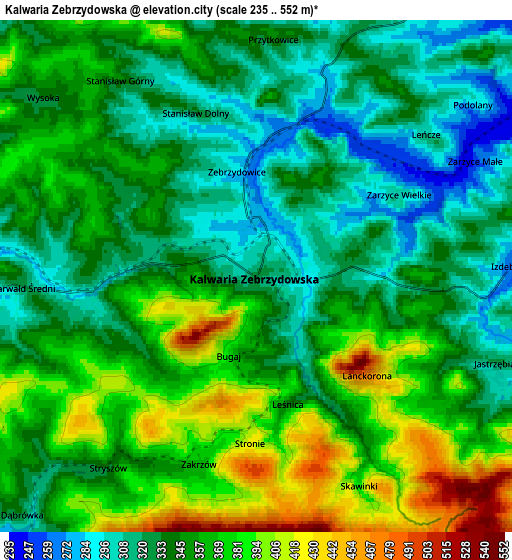 Zoom OUT 2x Kalwaria Zebrzydowska, Poland elevation map